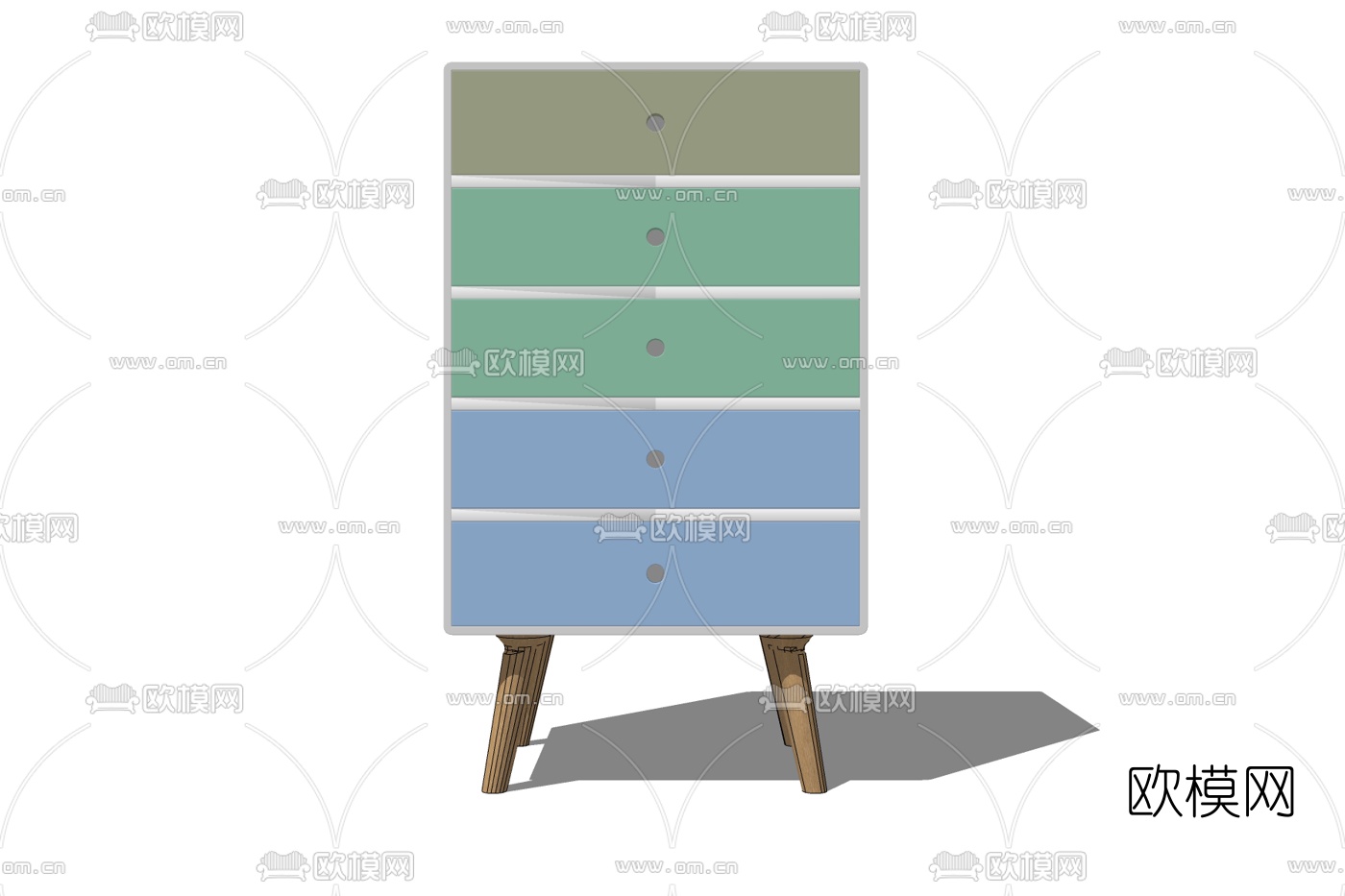 北欧实木边柜免费su模型下载