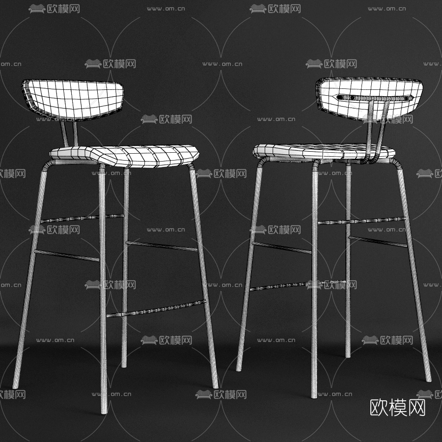 工业风铁艺吧台椅3d模型