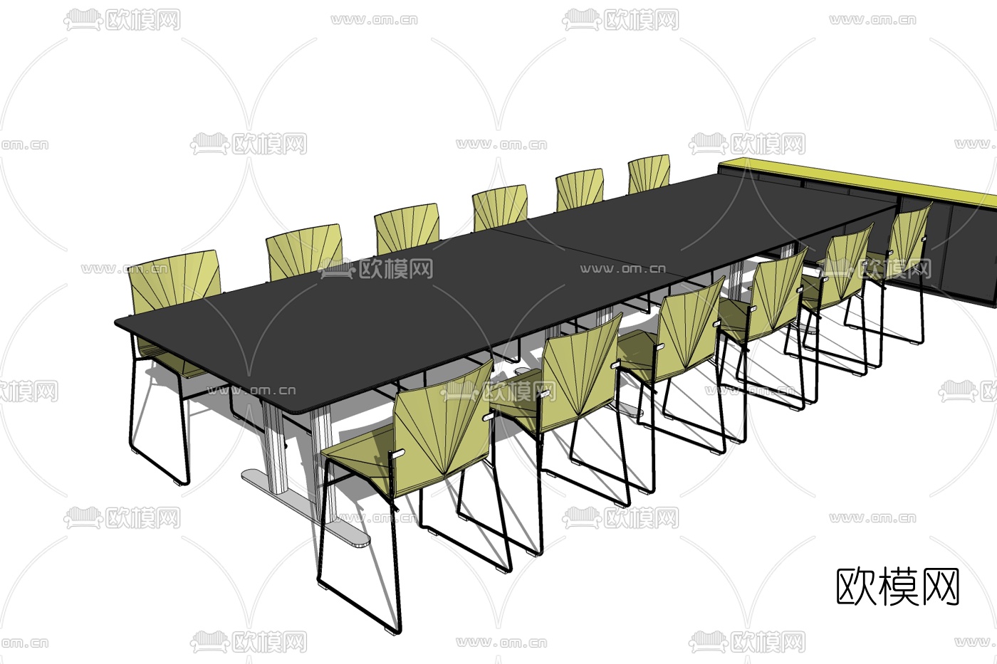 现代铁艺会议桌免费su模型下载