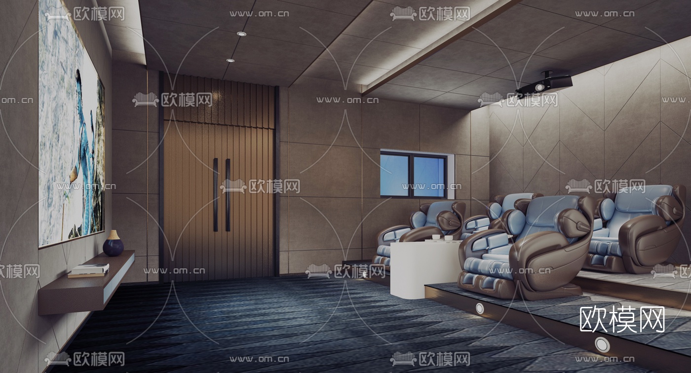 现代影音室视听室3d模型
