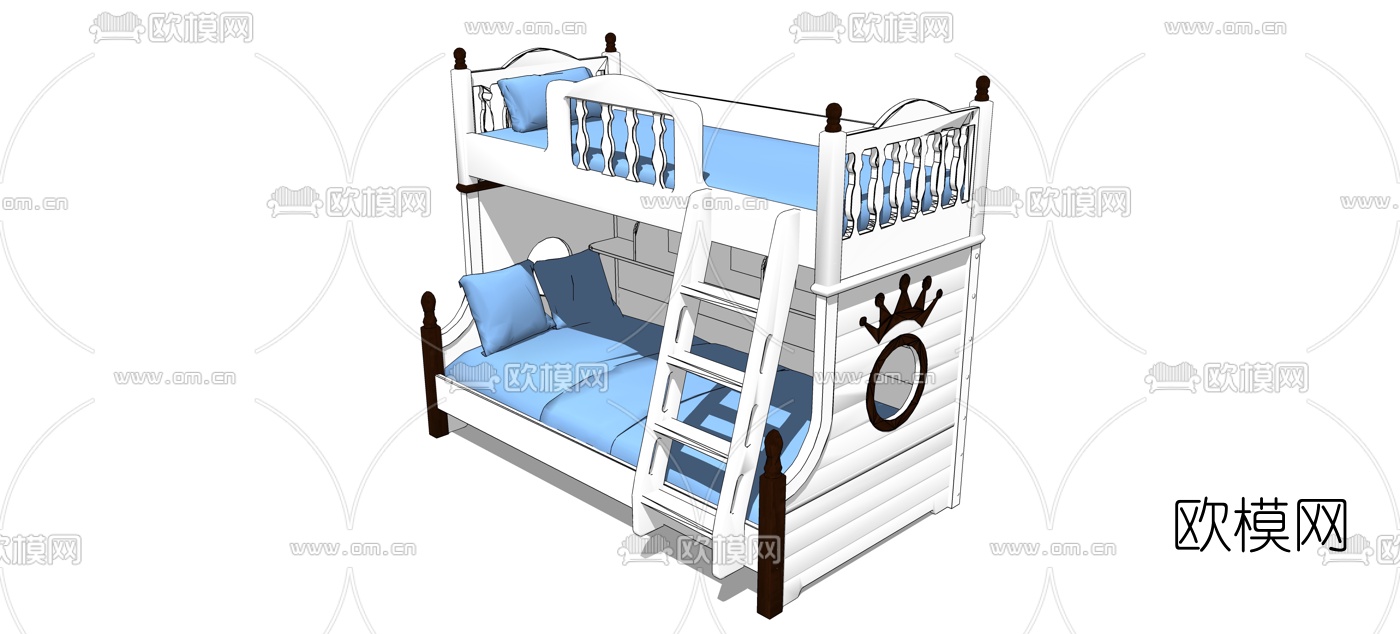 地中海儿童上下床su模型下载