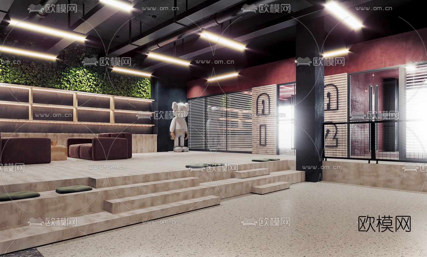 工业风女士服装店3d模型下载（渲染图1）