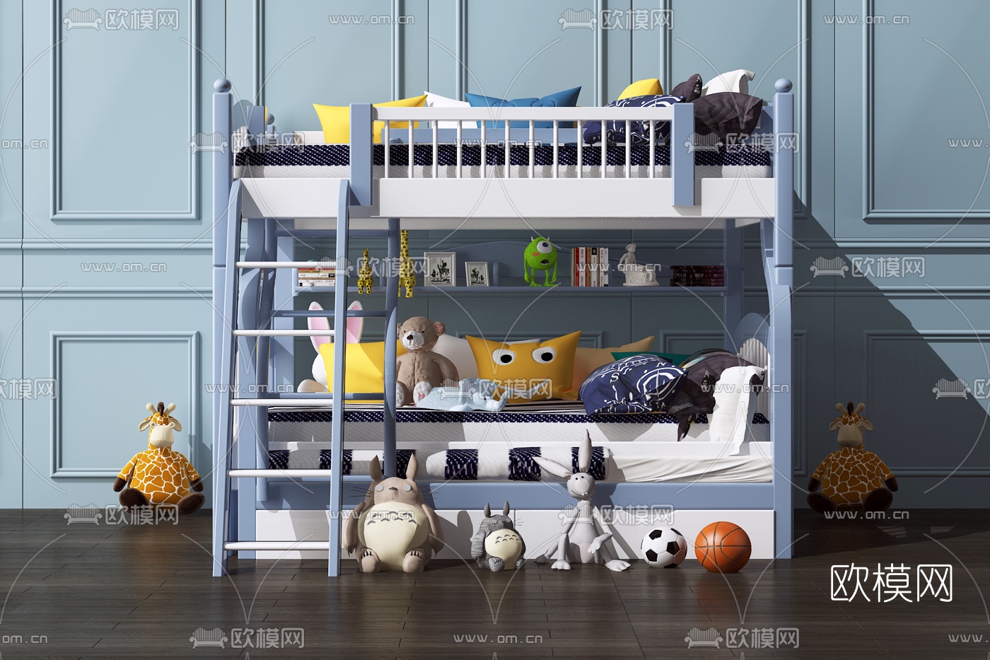 北欧上下铺儿童床3d模型下载