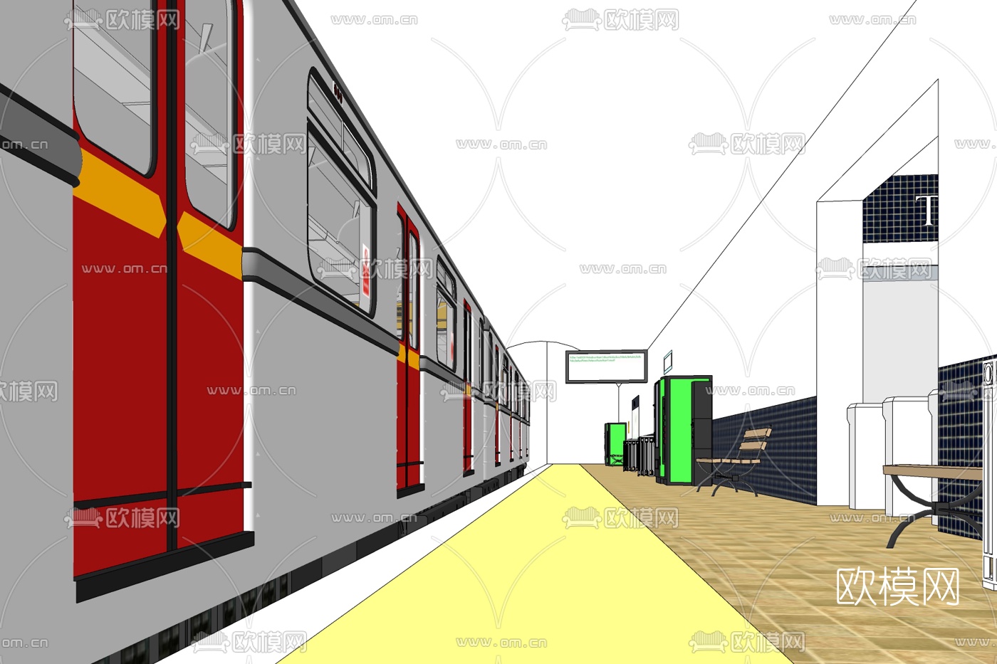 现代地铁站免费su模型下载