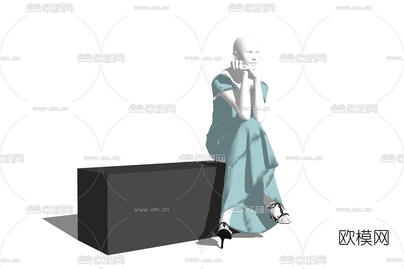 现代连衣裙模特免费su模型下载