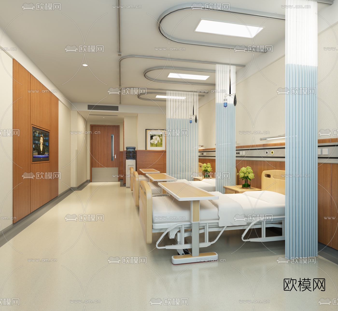 现代医院病房3d模型下载