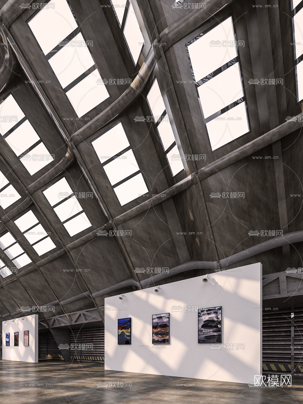 工业风美术馆3d模型下载（渲染图3）