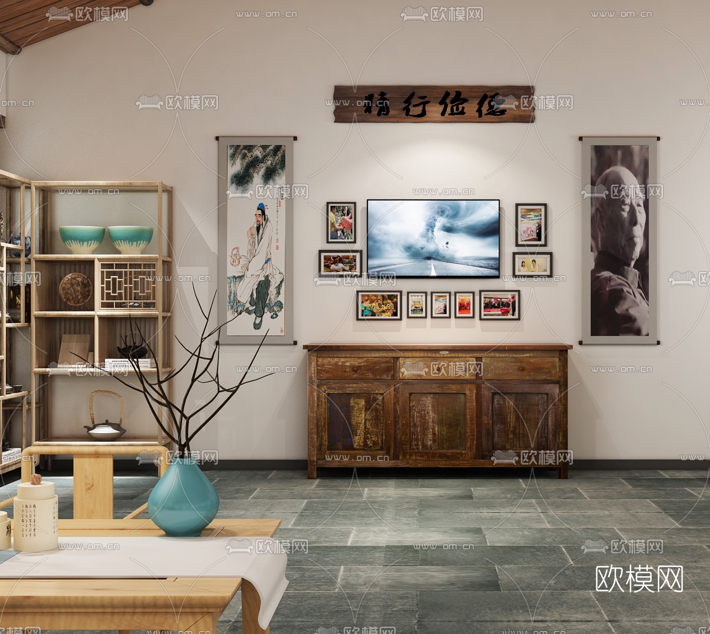 新中式陶茶馆3d模型下载（渲染图2）