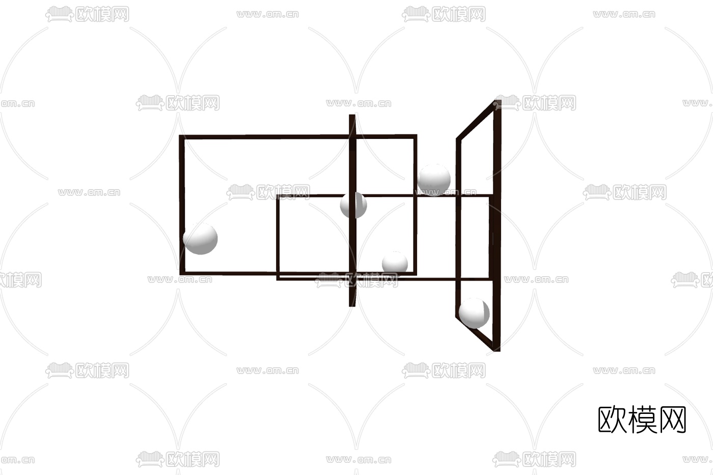 现代金属方形壁灯免费su模型下载