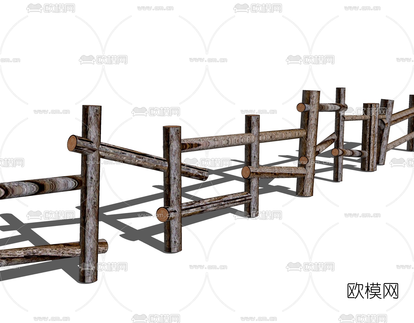 自然风木头围栏栏杆免费su模型下载