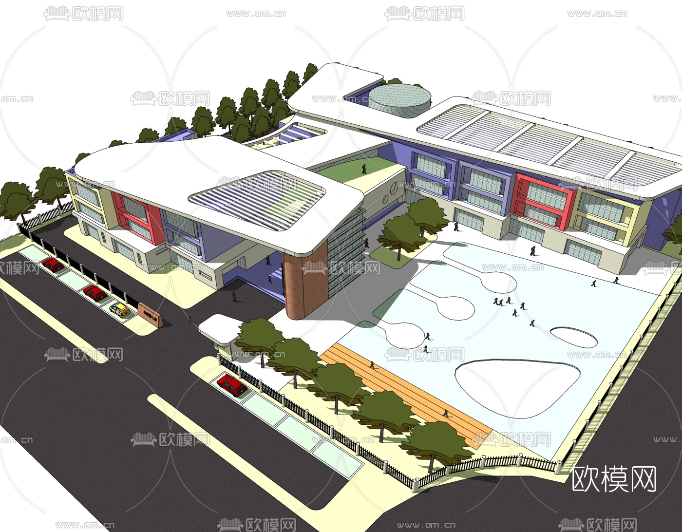 现代幼儿园免费su模型下载