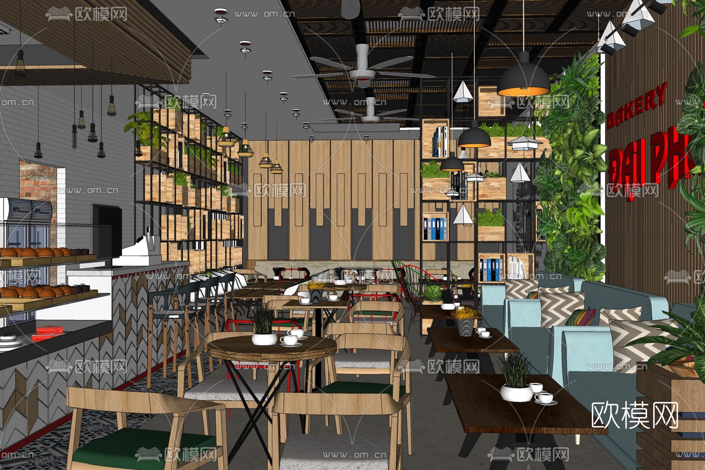 工业风奶茶店免费su模型下载