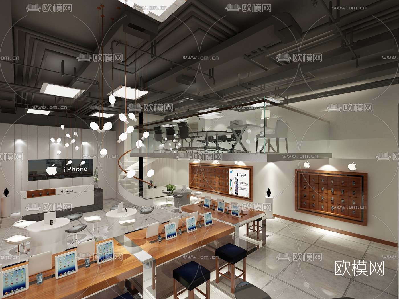 现代苹果手机体验店免费3d模型