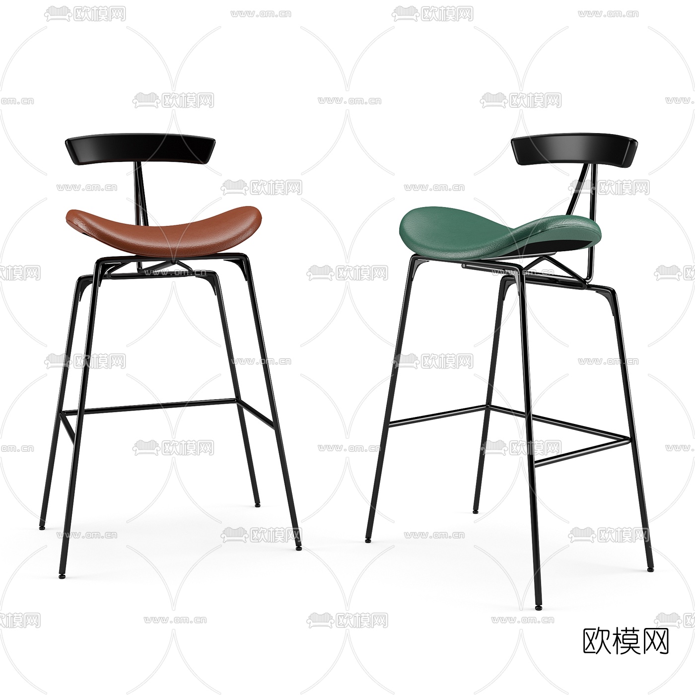 现代皮革吧台椅3d模型