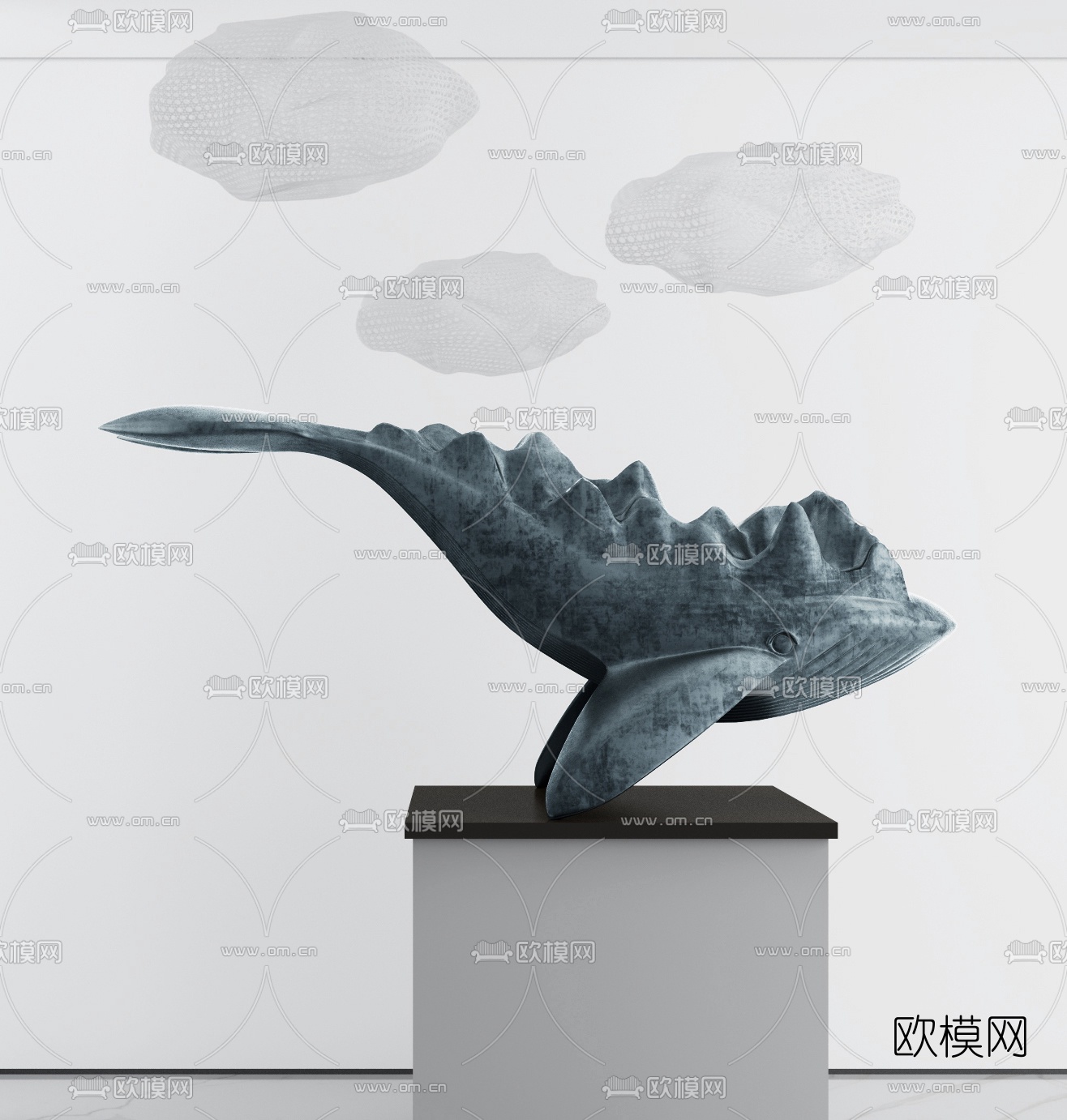 现代鲸鱼雕塑3d模型-免费3dmax模型库-欧模网