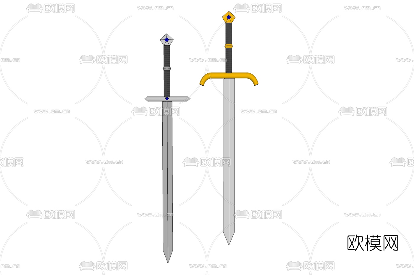 欧式复古刀剑免费su模型下载