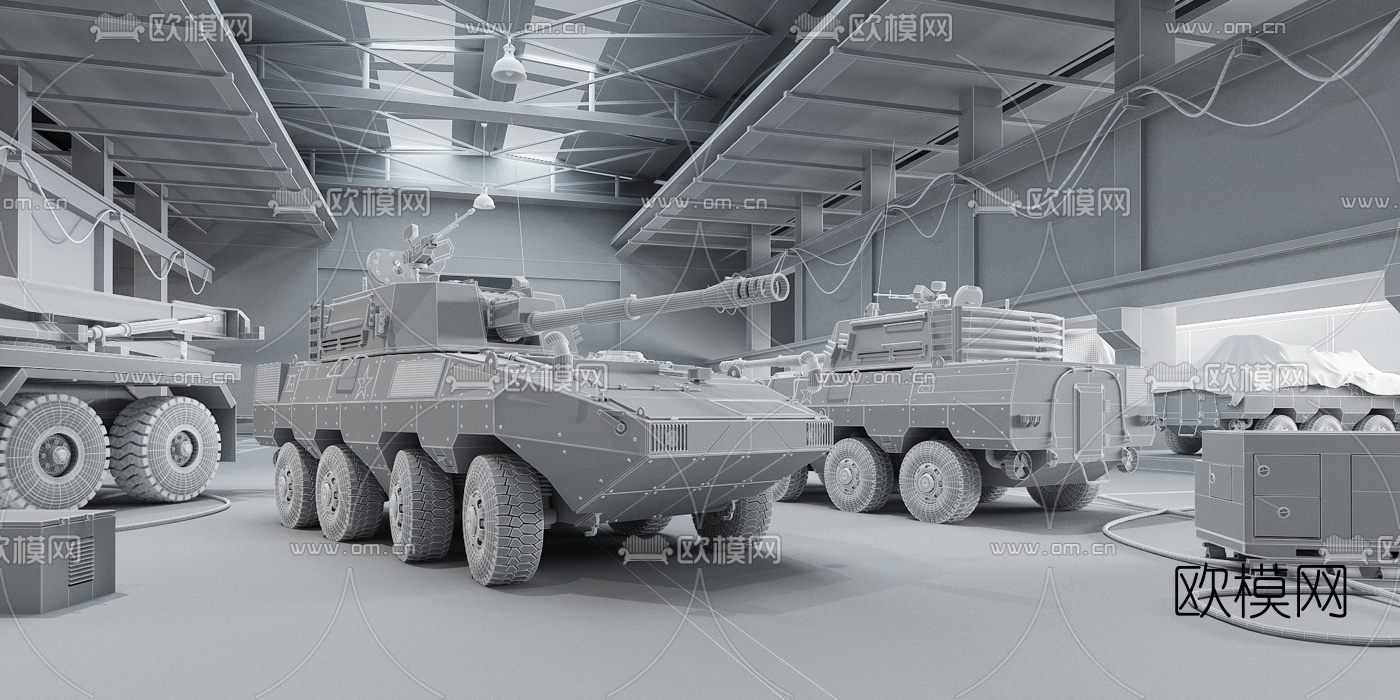 工业风军用设备榴弹炮车3d模型