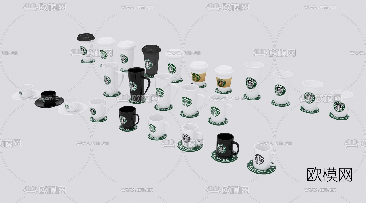 现代星巴克咖啡杯3d模型下载