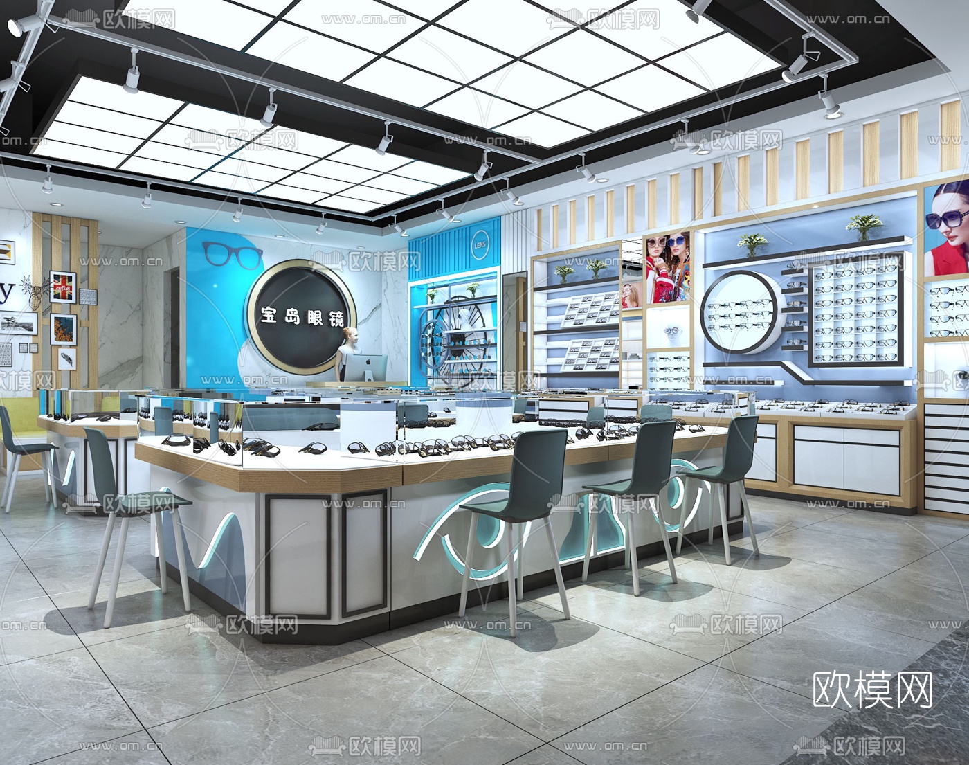 现代时尚眼镜店3d模型