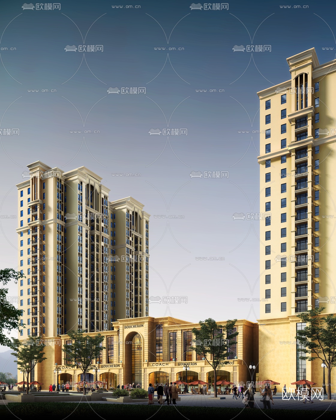 欧式商住楼外观3d模型下载