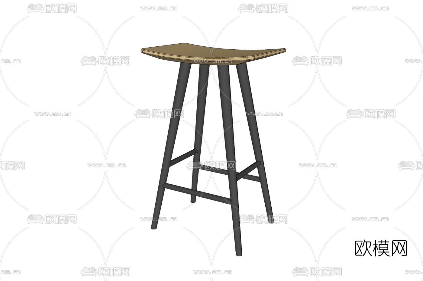 现代实木吧台椅免费su模型下载