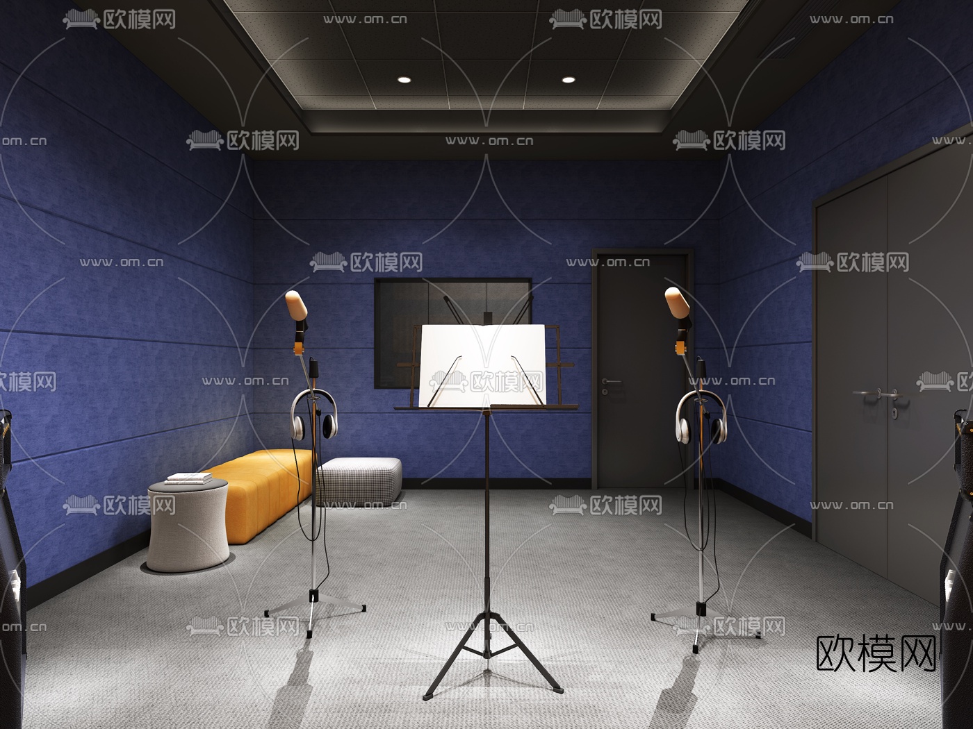 现代录音棚3d模型下载（渲染图3）