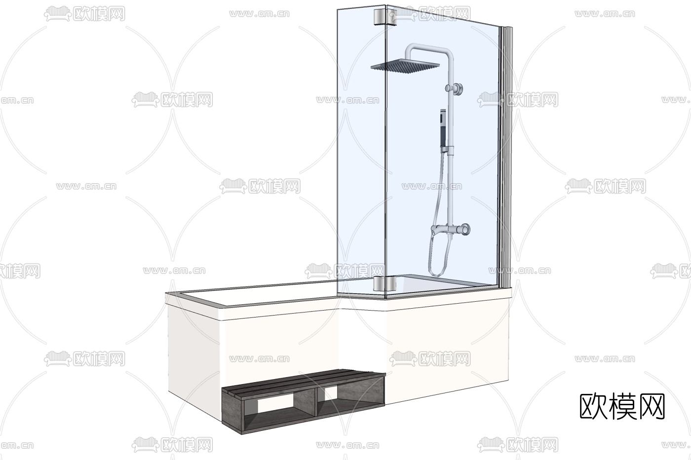 现代浴缸免费su模型下载