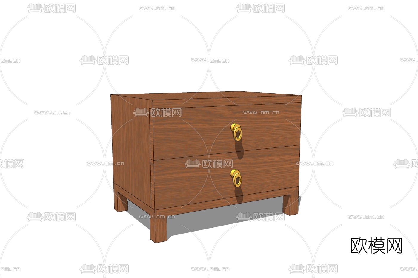 中式实木床头柜免费su模型下载