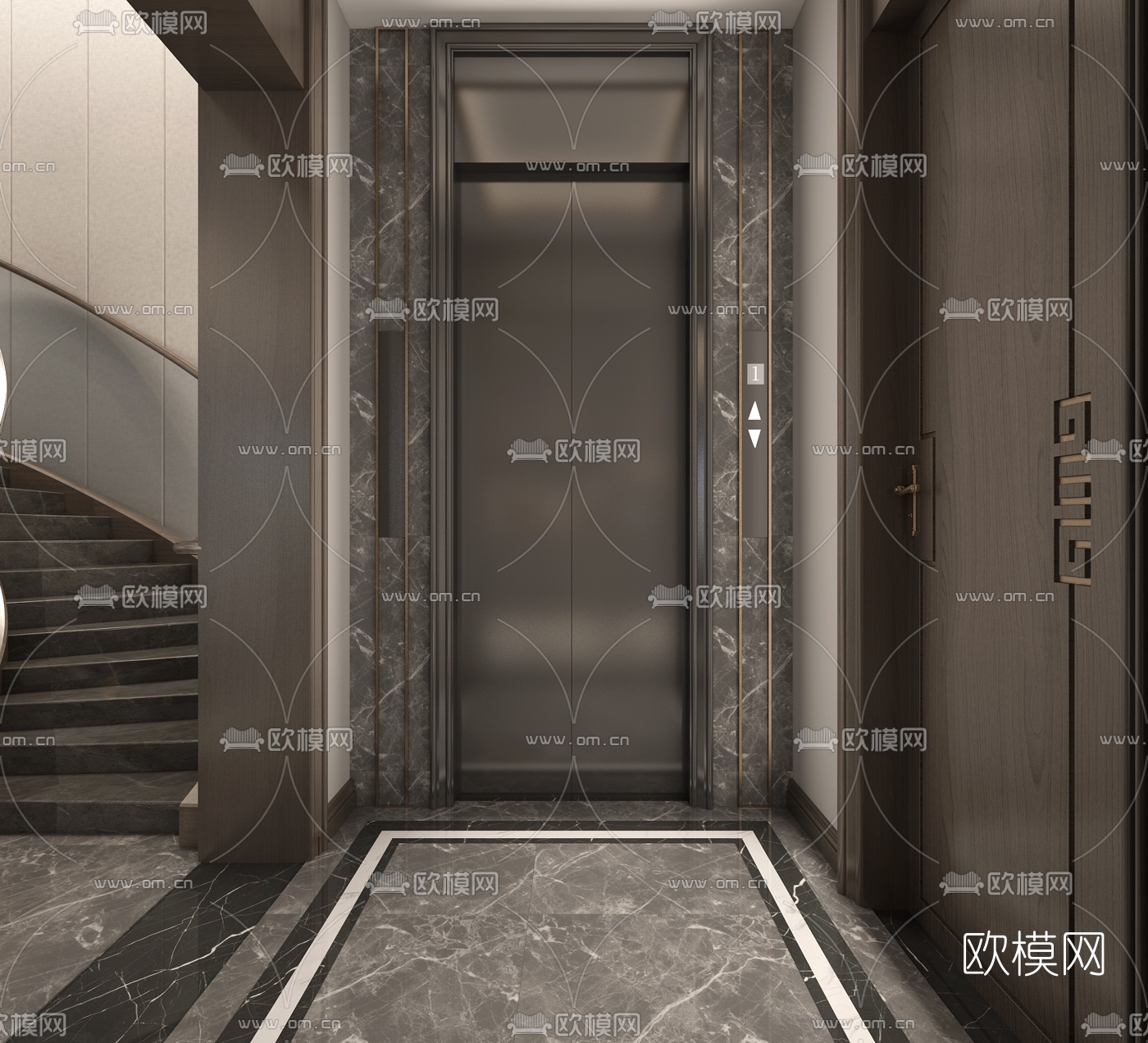 新中式客厅餐厅3d模型