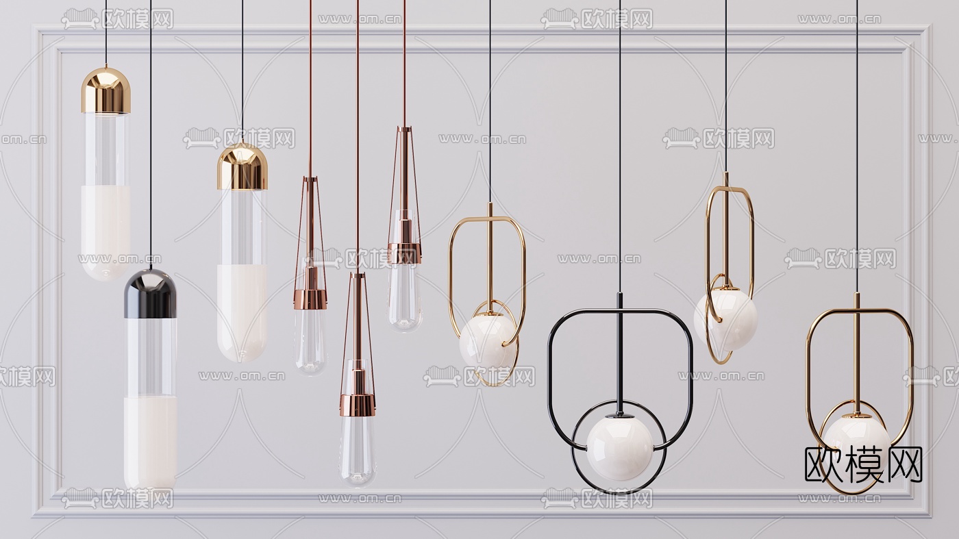 现代金属吊灯3d模型下载
