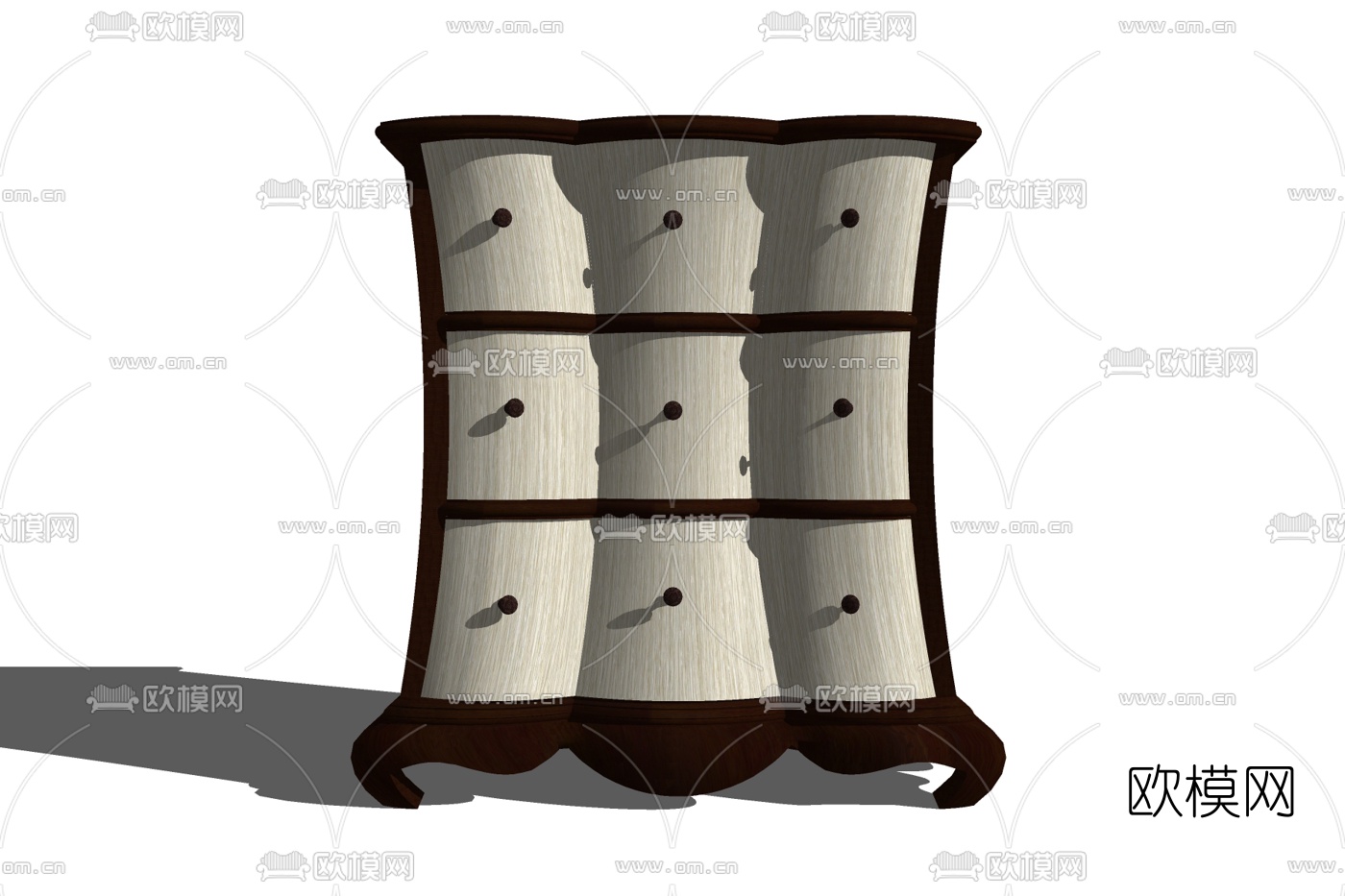 欧式实木边柜免费su模型下载