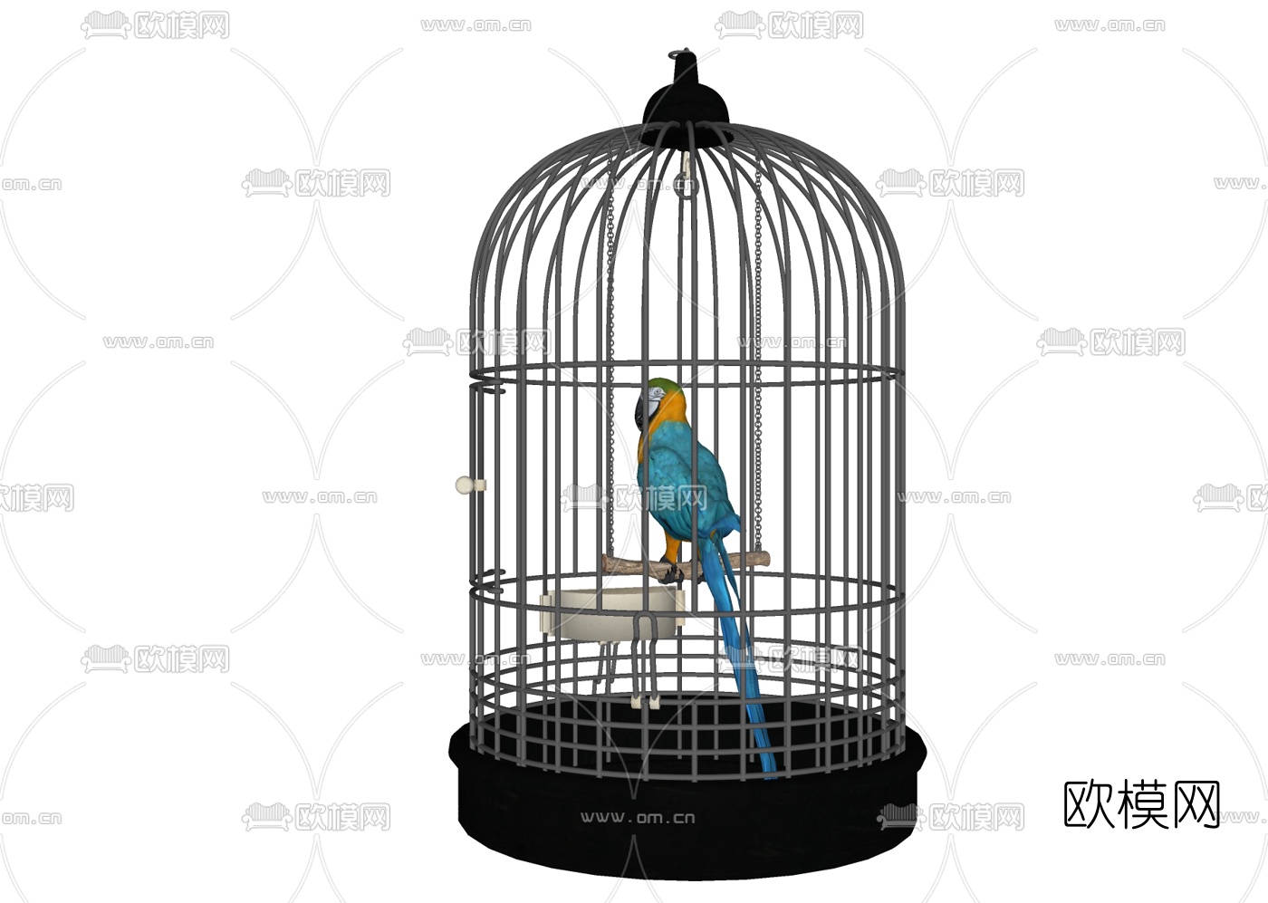 现代鸟笼鹦鹉挂件免费su模型下载