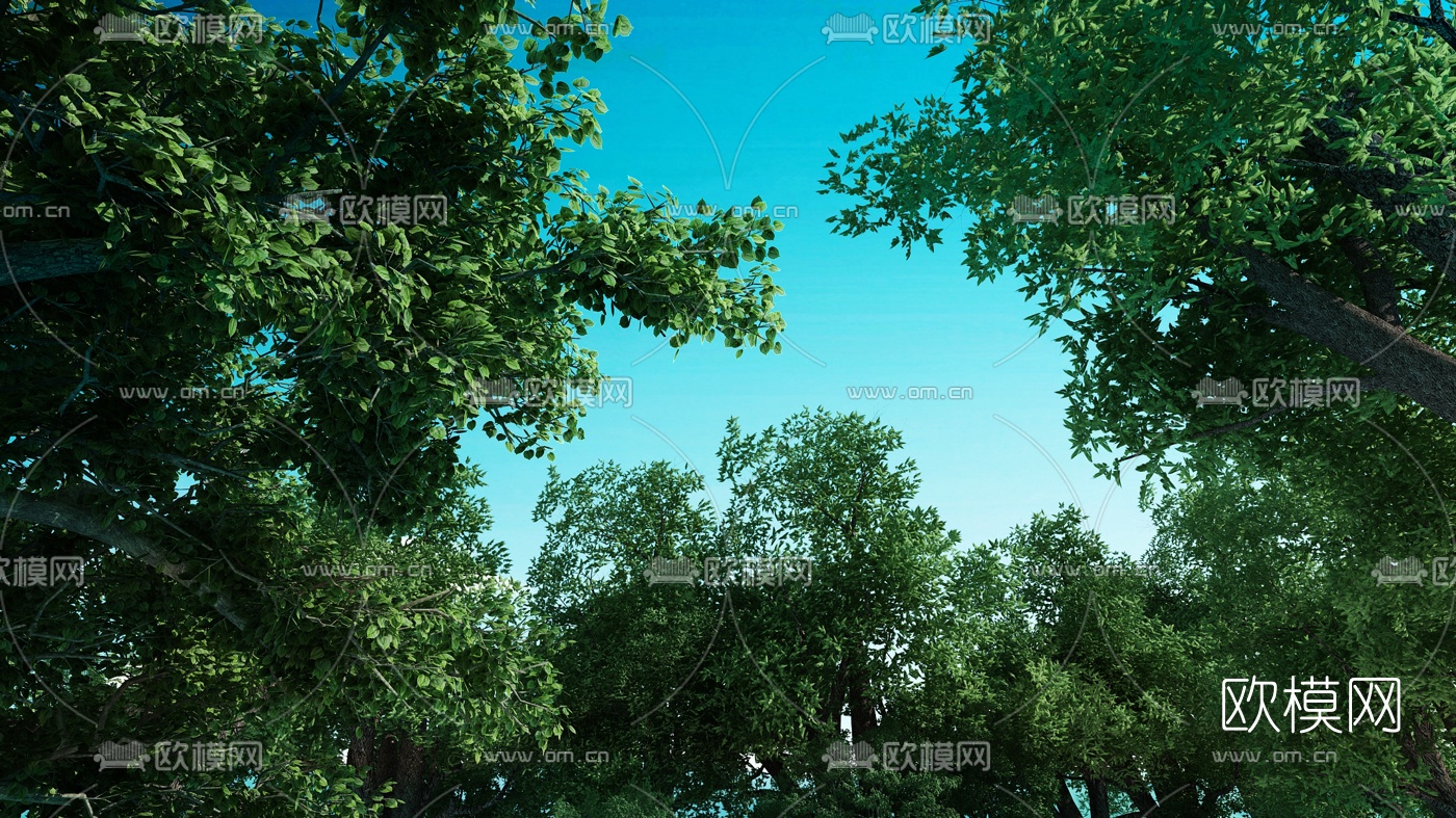 现代树林园林景观3d模型下载
