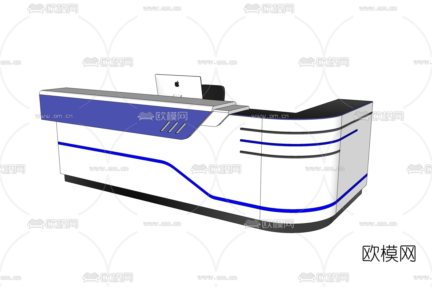 现代办公接待台免费su模型下载