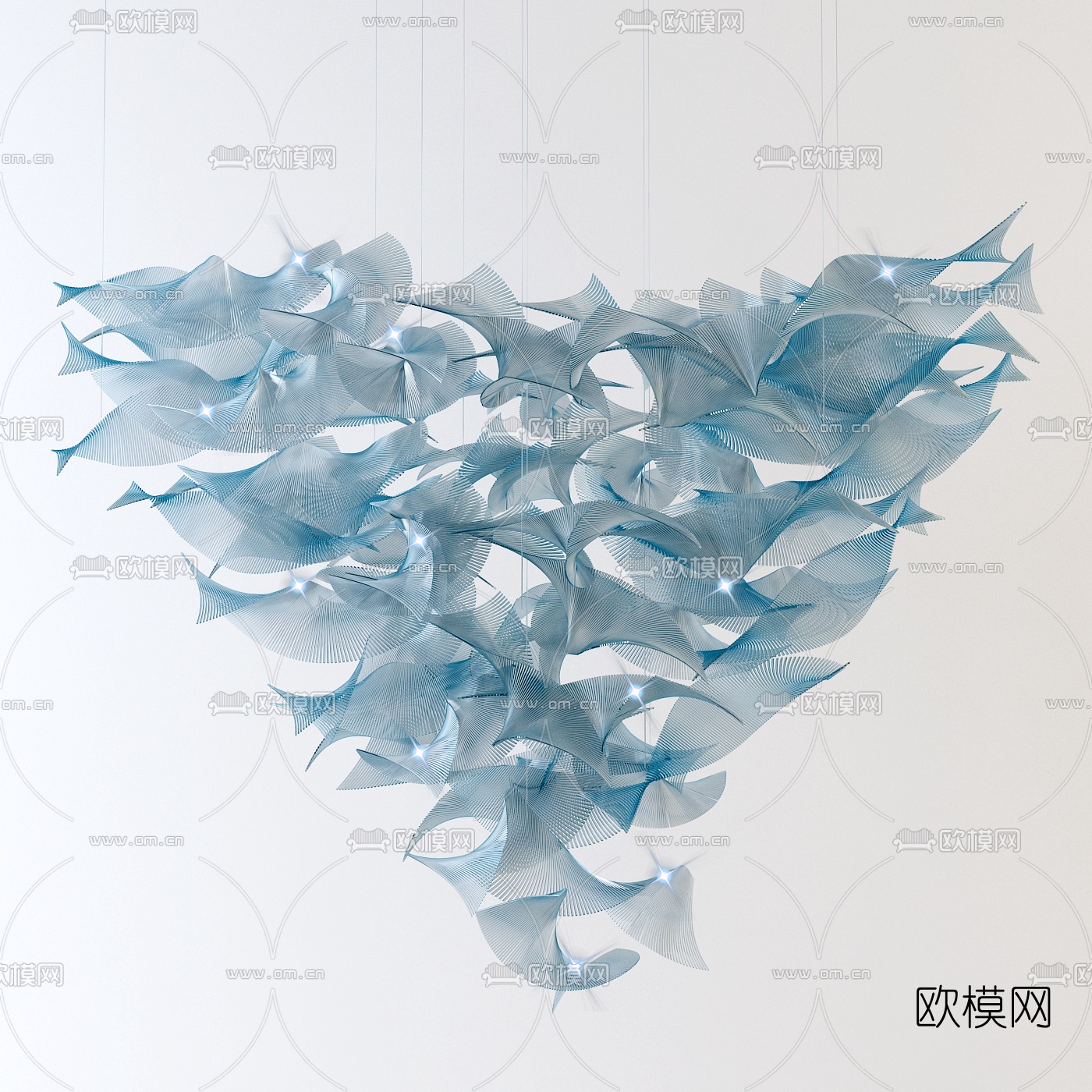 现代水晶片吊灯3d模型-免费3dmax模型库-欧模网