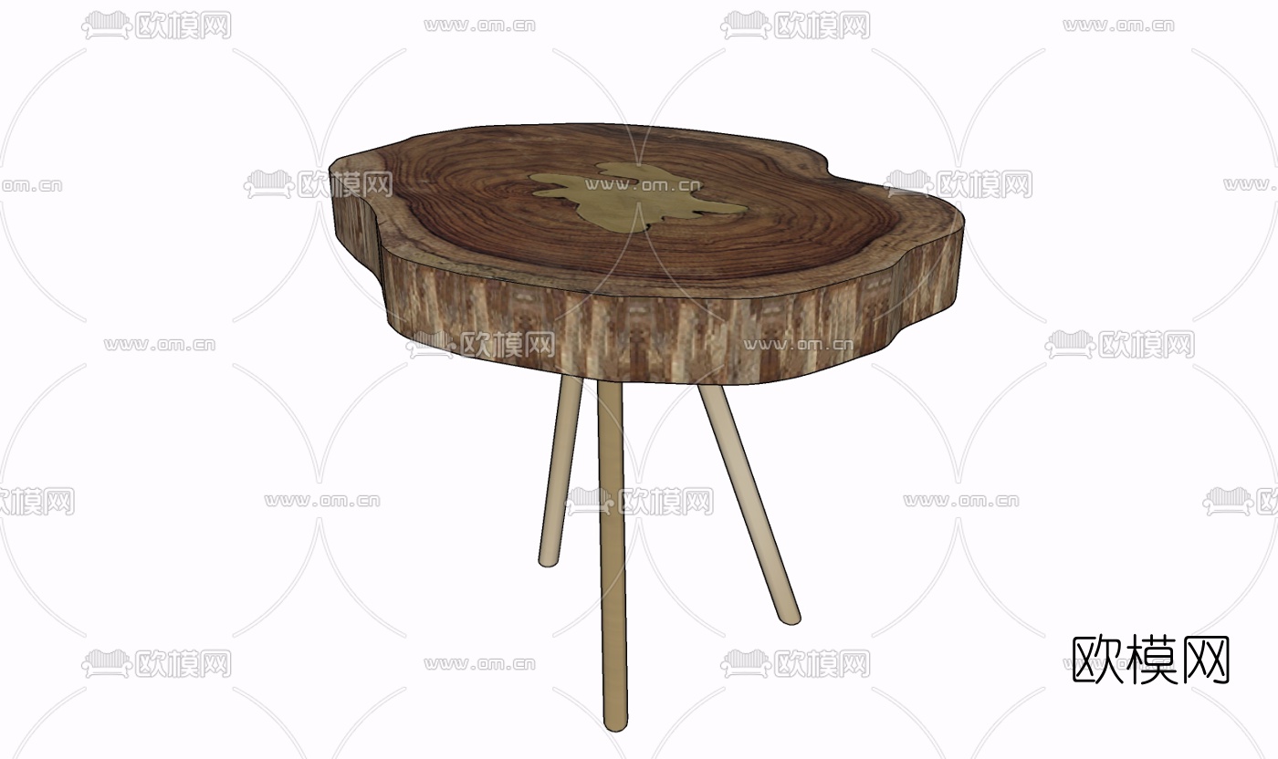 现代实木边几免费su模型下载