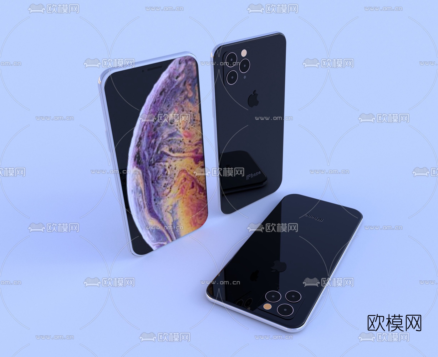 现代黑色智能手机su模型下载（渲染图3）