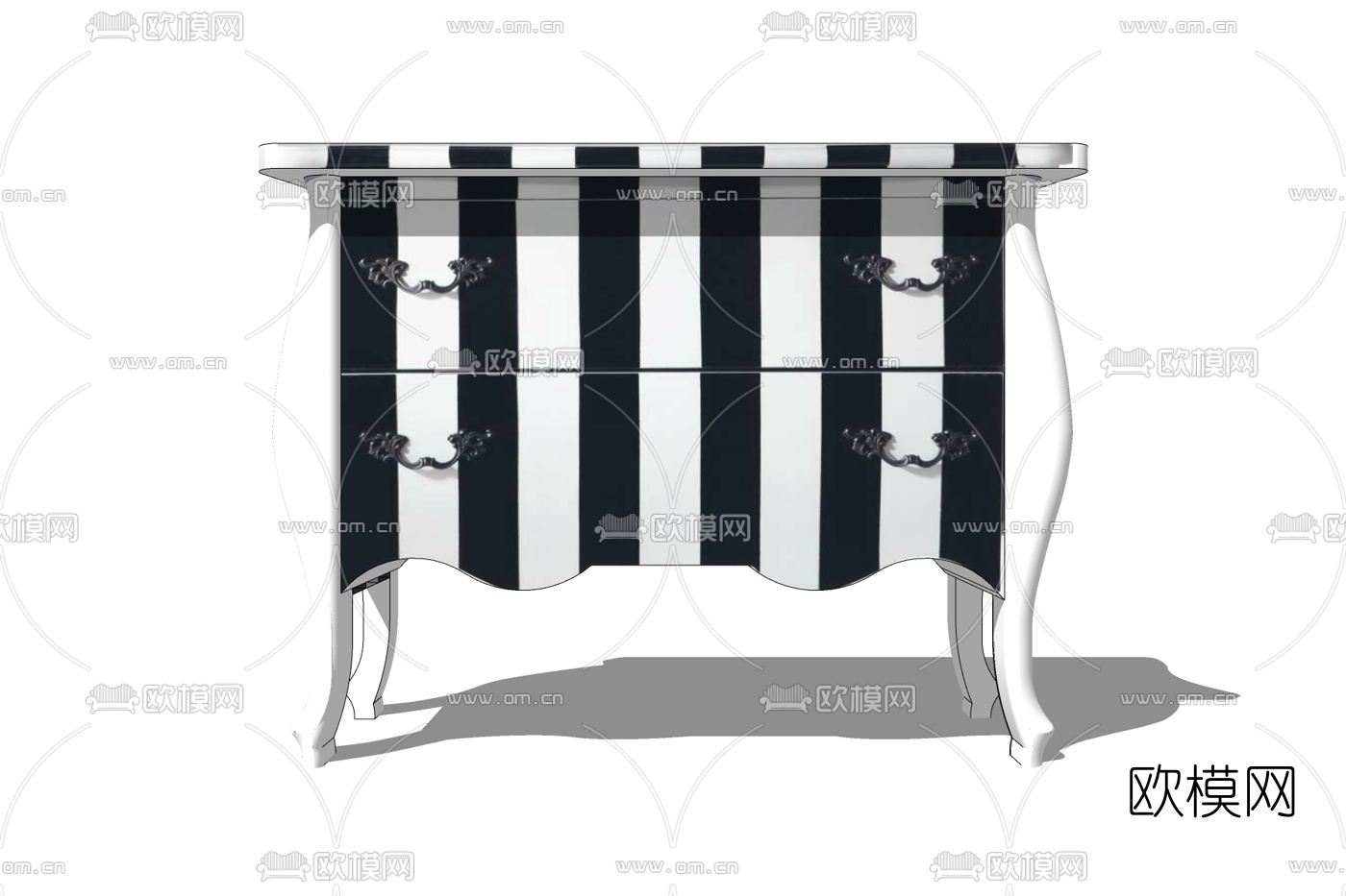欧式实木床头柜免费su模型下载