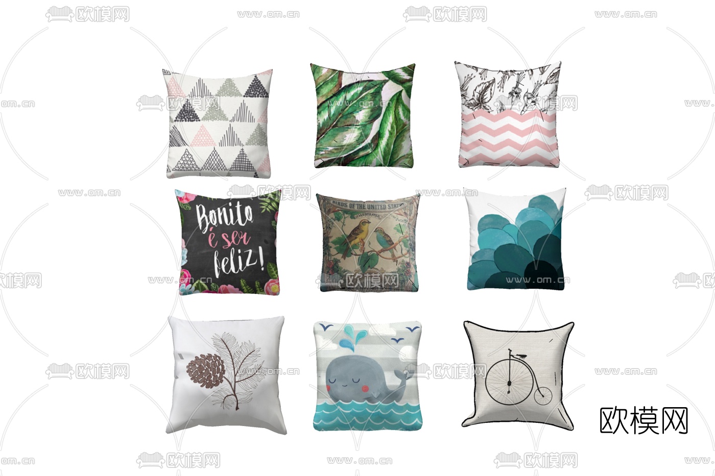 北欧布艺抱枕免费su模型下载