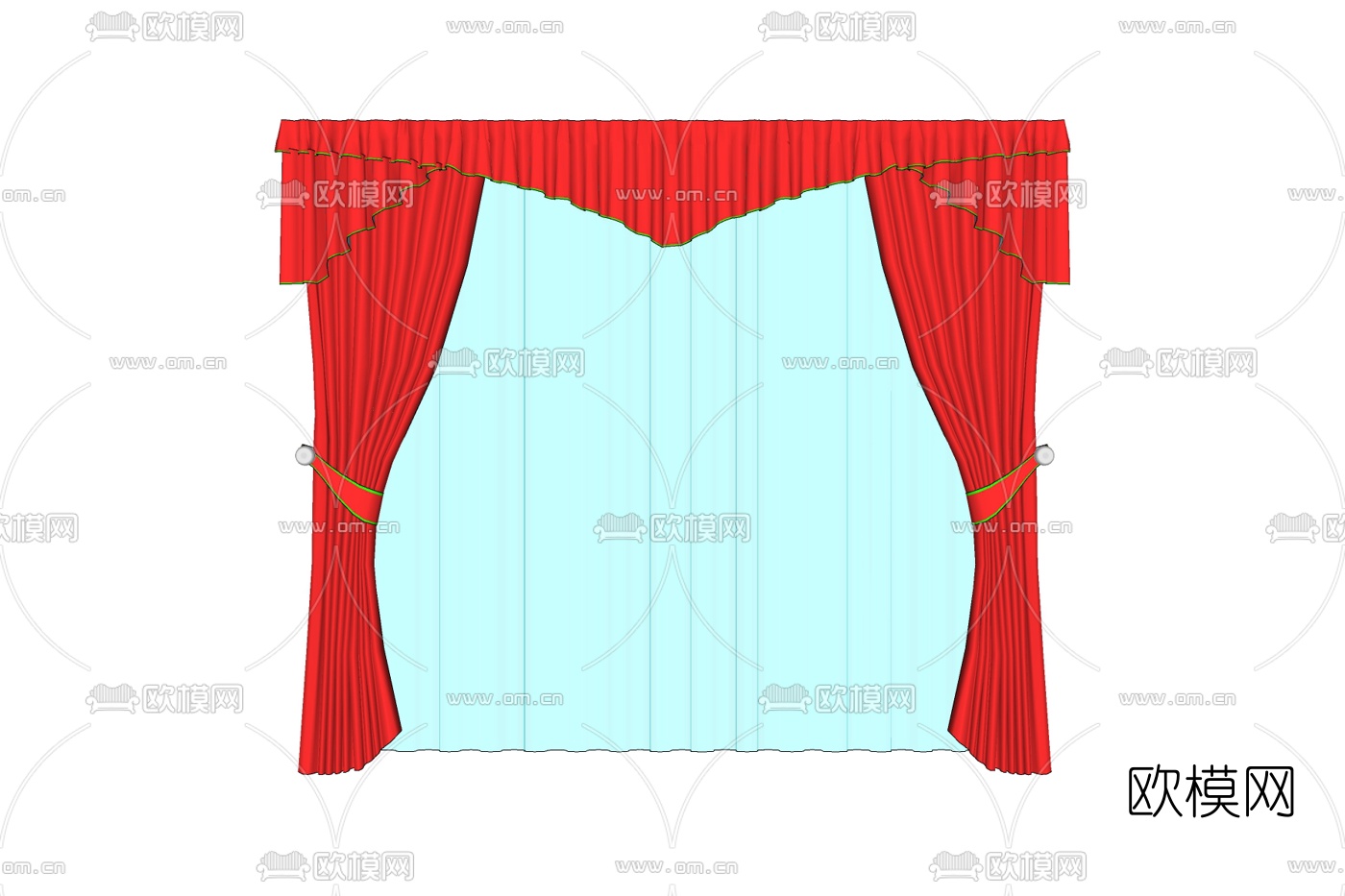 简欧窗帘免费su模型下载