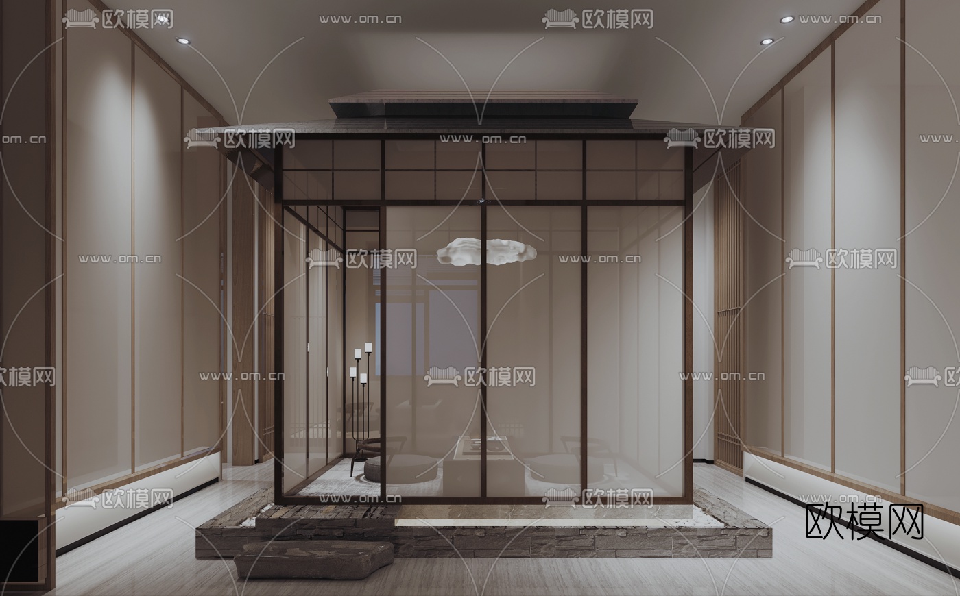 新中式茶楼会所3d模型