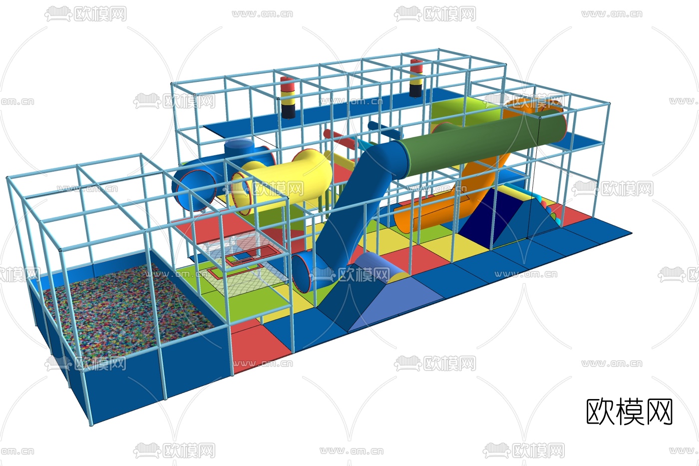 现代儿童滑梯免费su模型下载