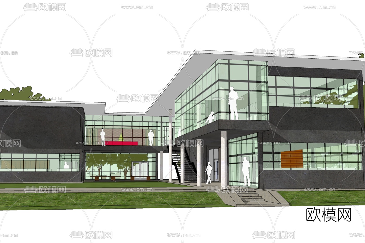 现代办公楼免费su模型下载