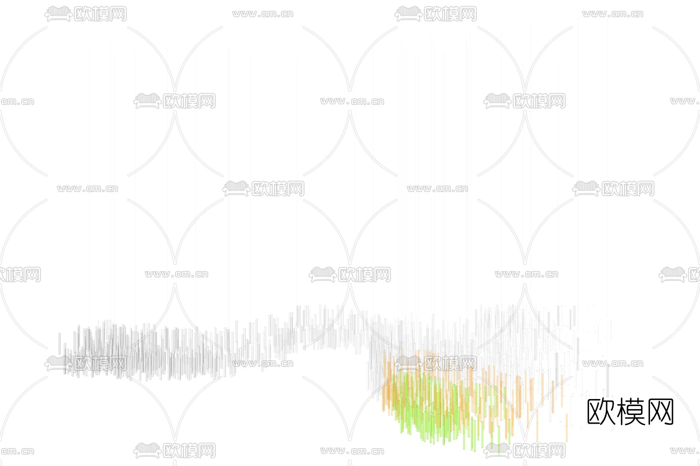 现代透明彩色水晶吊灯免费su模型下载