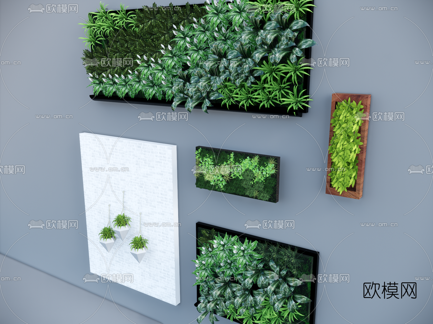 自然风植物背景墙su模型下载（渲染图3）