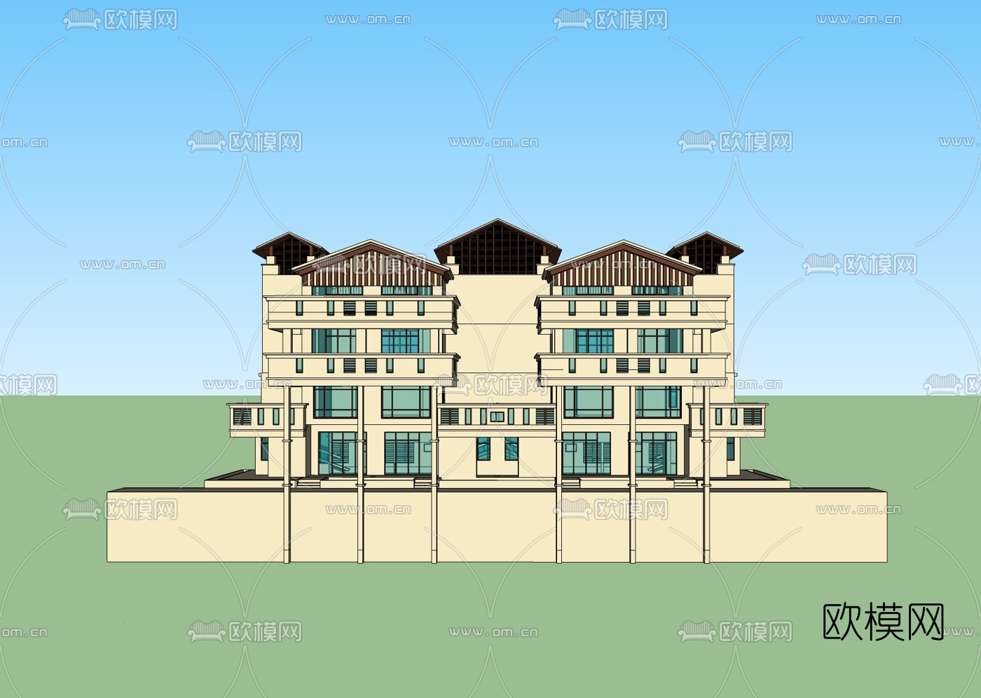 新古典别墅免费su模型下载