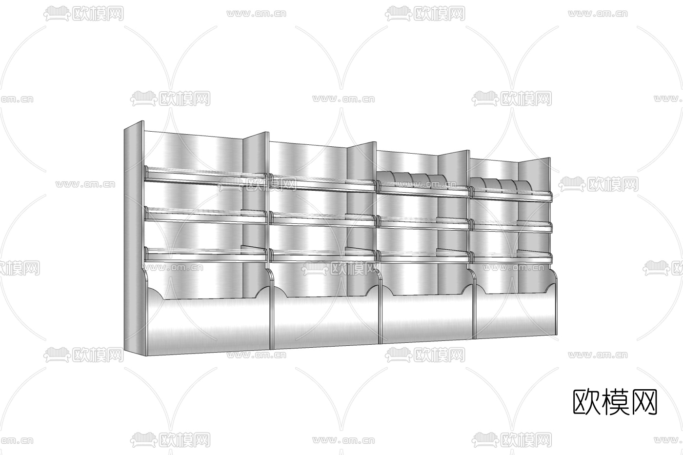 现代超市展示柜免费su模型下载