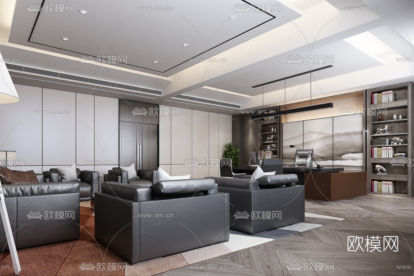 现代总经理办公室3d模型