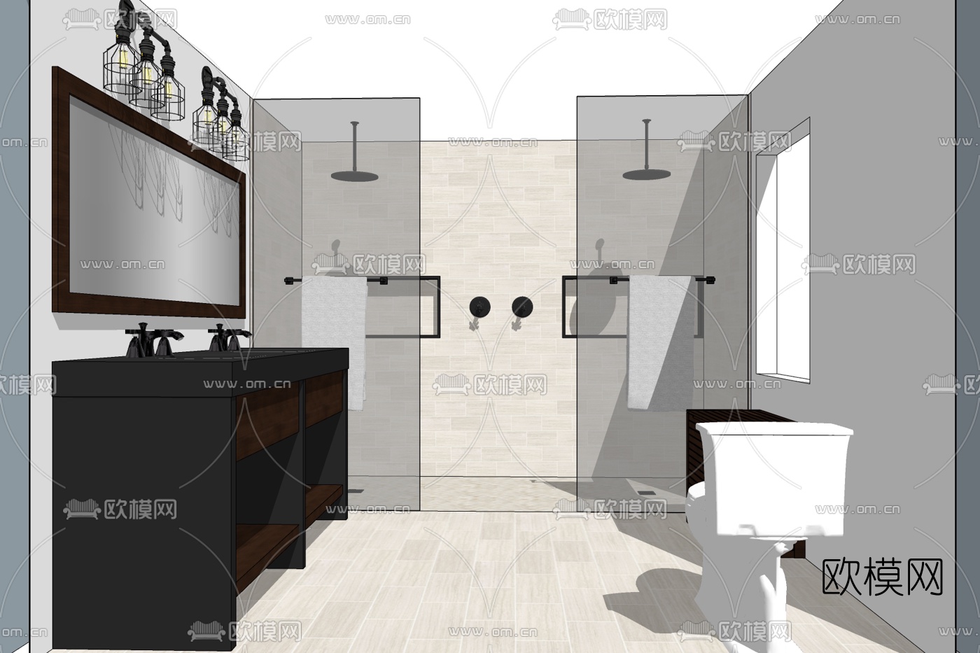 新中式卫生间免费su模型下载
