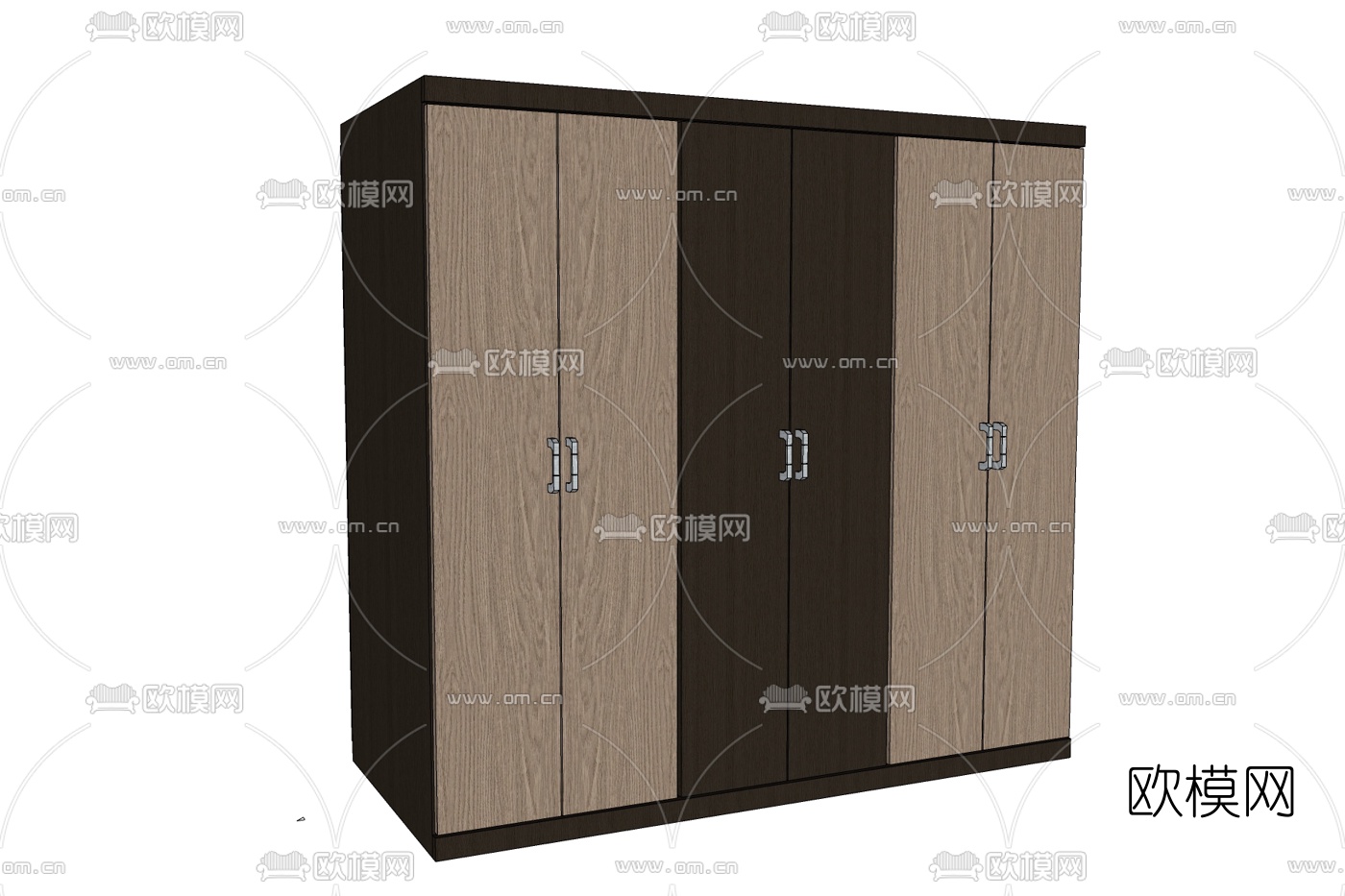 现代实木衣柜免费su模型下载